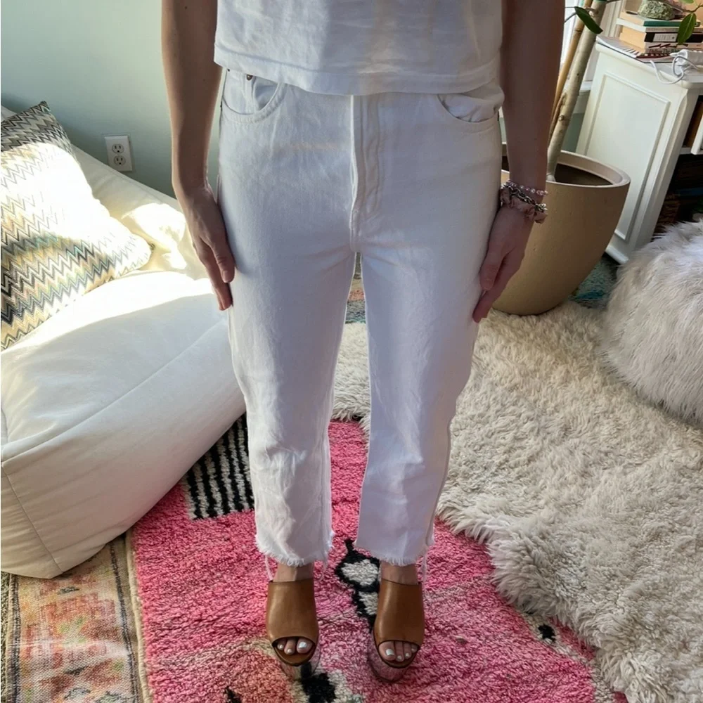 Zara White Straight Leg Jeans